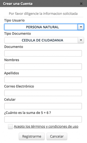 crear una cuenta certificado de tradicion
